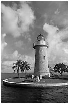 Lighthouse and cannon, Boca Chita Key. Biscayne National Park ( black and white)
