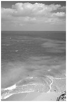 Open ocean view with beach, turquoise waters and surf. Dry Tortugas National Park, Florida, USA. (black and white)
