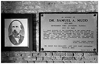 Plate commemorating Dr Mudd's imprisonment. Dry Tortugas National Park ( black and white)