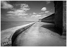 [open edition]   Fort Jefferson moat and seawall. Dry Tortugas  National Park ( black and white)