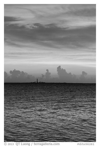 Colorful sunset over Loggerhead Key. Dry Tortugas National Park (black and white)