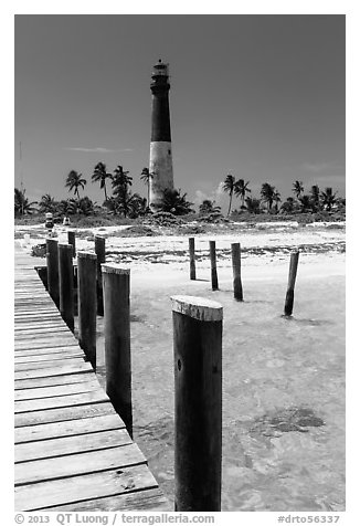 Deck and  Dry Tortugas Light Station, Loggerhead Key. Dry Tortugas National Park (black and white)