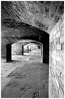 Casemate on the first floor of Fort Jefferson. Dry Tortugas National Park, Florida, USA. (black and white)