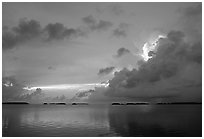 Clearing storm on Florida Bay seen from the Keys, sunset. Everglades National Park ( black and white)