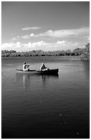 Fishing from a red canoe. Everglades National Park ( black and white)