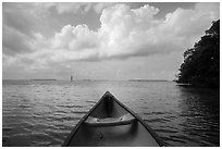 Canoe pointing to Florida Bay. Everglades National Park ( black and white)