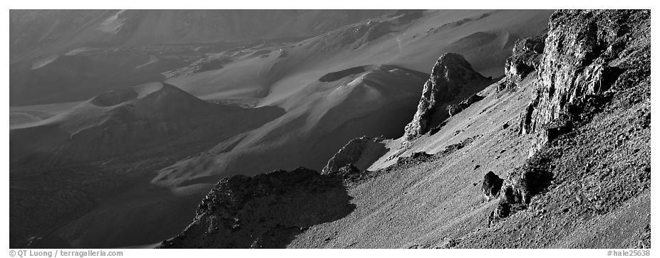 Volcanic landscape inside Haleakala Crater. Haleakala National Park (black and white)
