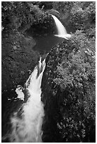Oheo stream double falls. Haleakala National Park ( black and white)