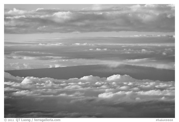 Mauna Loa and clouds at sunrise. Haleakala National Park (black and white)