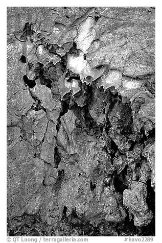 Lava crust on Mauna Ulu crater. Hawaii Volcanoes National Park (black and white)