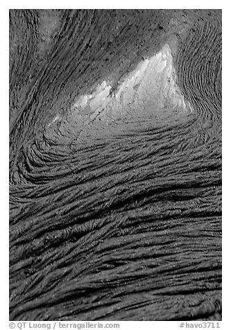 Close-up of molten lava flow. Hawaii Volcanoes National Park (black and white)