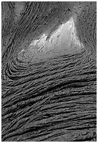 Close-up of molten lava flow. Hawaii Volcanoes National Park ( black and white)