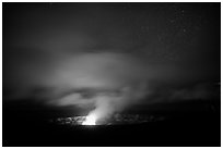 Incandescent illumination of venting gases, Halemaumau crater. Hawaii Volcanoes National Park, Hawaii, USA. (black and white)