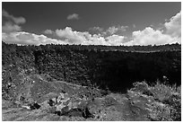 Pit crater. Hawaii Volcanoes National Park, Hawaii, USA. (black and white)