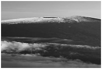 Snow on Mauna Loa summit. Hawaii Volcanoes National Park, Hawaii, USA. (black and white)