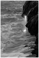 Lava spigot at dawn. Hawaii Volcanoes National Park ( black and white)