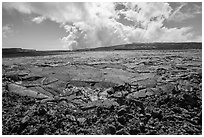 Mauna Loa Summit Crater from North Pit. Hawaii Volcanoes National Park, Hawaii, USA. (black and white)