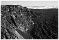 Mauna Loa summit cliffs. Hawaii Volcanoes National Park, Hawaii, USA. (black and white)