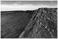 Mokuaweoweo caldera and Mauna Loa true summit. Hawaii Volcanoes National Park, Hawaii, USA. (black and white)