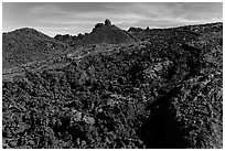 Field of aa lava, Mauna Loa. Hawaii Volcanoes National Park, Hawaii, USA. (black and white)