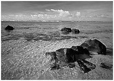 Volcanic boulders and Reef, Ofu Island. National Park of American Samoa (black and white)