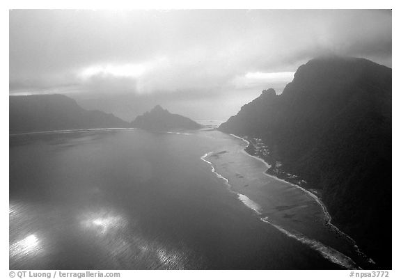 Aerial view of Ofu and Olosega Islands. National Park of American Samoa (black and white)