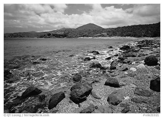 Gravel beach and rocks. Virgin Islands National Park, US Virgin Islands.