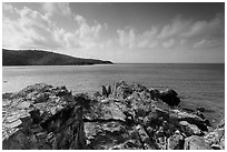 Rocky headlead, Yawzi Point. Virgin Islands National Park ( black and white)