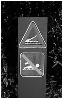 Sign warning of crocodiles. Australia (black and white)