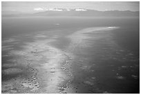 Aerial view of an island  near Cairns. The Great Barrier Reef, Queensland, Australia (black and white)