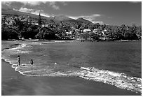 The beach of Hana. Maui, Hawaii, USA ( black and white)