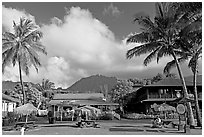 Hanalei downtown. Kauai island, Hawaii, USA ( black and white)