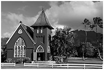 Waioli Huila Church built in 1912, Hanalei. Kauai island, Hawaii, USA ( black and white)