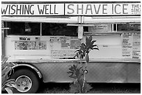 Truck selling shave ice. Kauai island, Hawaii, USA ( black and white)