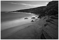 Olivine sand beach. Big Island, Hawaii, USA ( black and white)