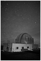 United Kingdom Infrared Telescope and stars. Mauna Kea, Big Island, Hawaii, USA (black and white)