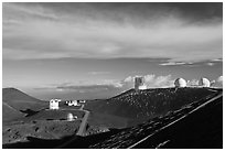 Summit observatory complex. Mauna Kea, Big Island, Hawaii, USA ( black and white)
