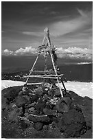 Altar on the summit. Mauna Kea, Big Island, Hawaii, USA ( black and white)