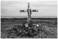 Roadside memorial. Maui, Hawaii, USA (black and white)