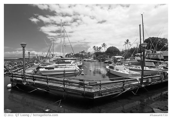 Lahaina harbor. Lahaina, Maui, Hawaii, USA (black and white)
