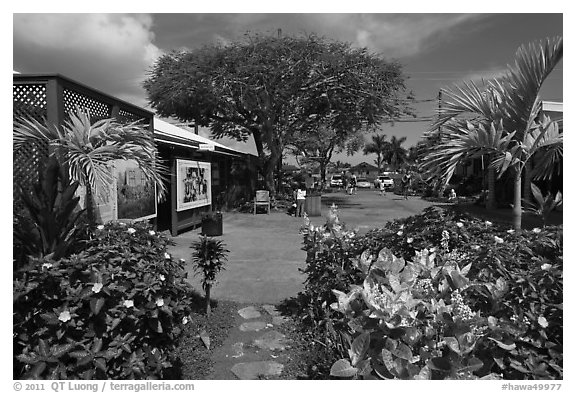 Kilauea market. Kauai island, Hawaii, USA (black and white)