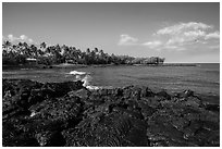 Hardened lava coastline, Kiholo Bay. Big Island, Hawaii, USA ( black and white)
