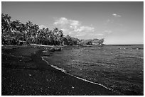 Black sand beach, Kiholo Bay. Big Island, Hawaii, USA (black and white)