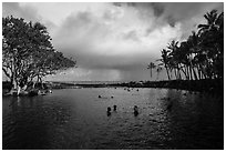 Pohoiki Hot Spring, Ahalanui County Beach Park. Big Island, Hawaii, USA ( black and white)