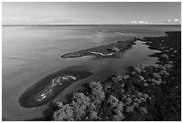 Aerial view of Kiholo Bay islets. Big Island, Hawaii, USA ( black and white)