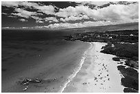 Aerial view of Hapuna Beach and resorts. Big Island, Hawaii, USA ( black and white)