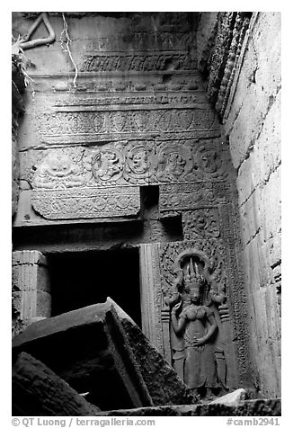 Chamber, Ta Prom. Angkor, Cambodia (black and white)
