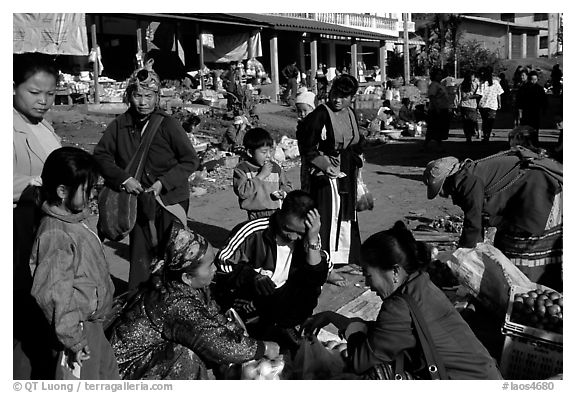 The Huay Xai market. Laos (black and white)