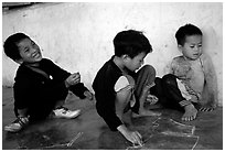 Boys of the Lao Huay tribe, Ban Nam Sang village. Laos ( black and white)