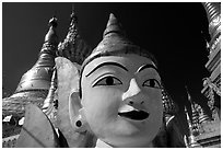 Planetery post, Shwedagon Paya. Yangon, Myanmar ( black and white)